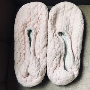 Crocheted pink slippers
